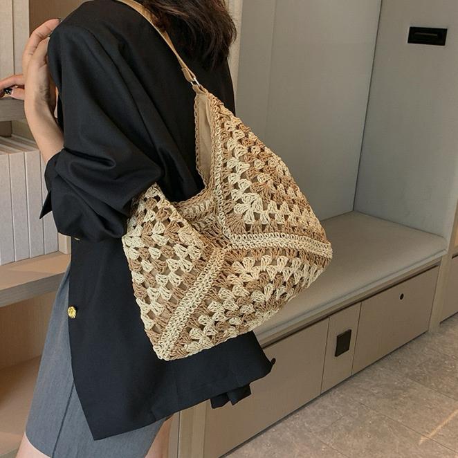 Breezy Elegance: New Rattan Straw Woven Tote Bag